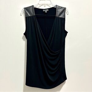 BOLD Elements Women’s Black Leather Shoulder Wrap Sleeveless Top
